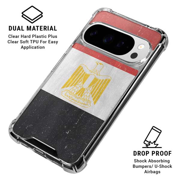 Egyptian Flag Distressed Google Pixel 10 Pro Clear Case