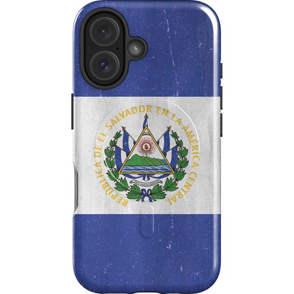 El Salvador Flag Distressed iPhone 16 Magsafe Impact Case