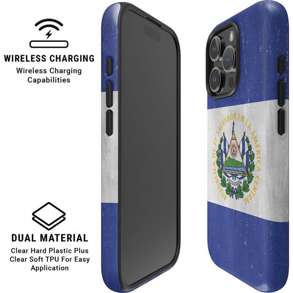 El Salvador Flag Distressed iPhone 16 Pro Max Magsafe Impact Case