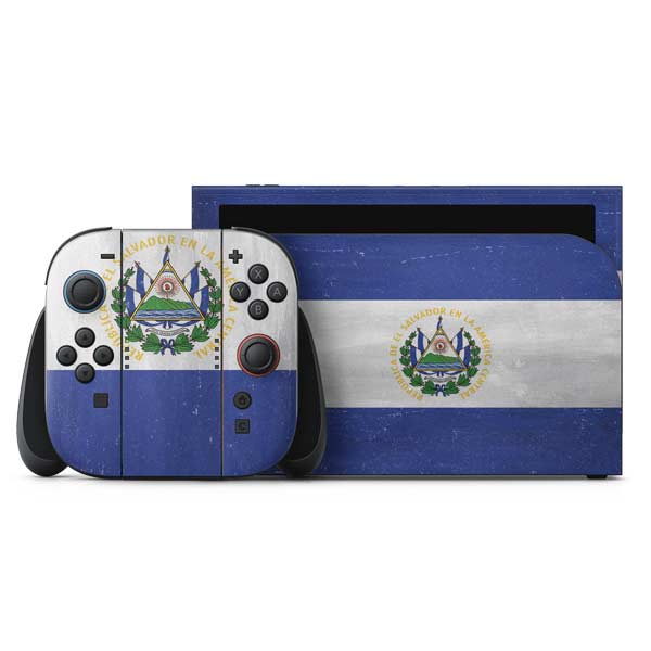 El Salvador Flag Distressed Nintendo Switch 2 (2025) with Joy-Con Skin