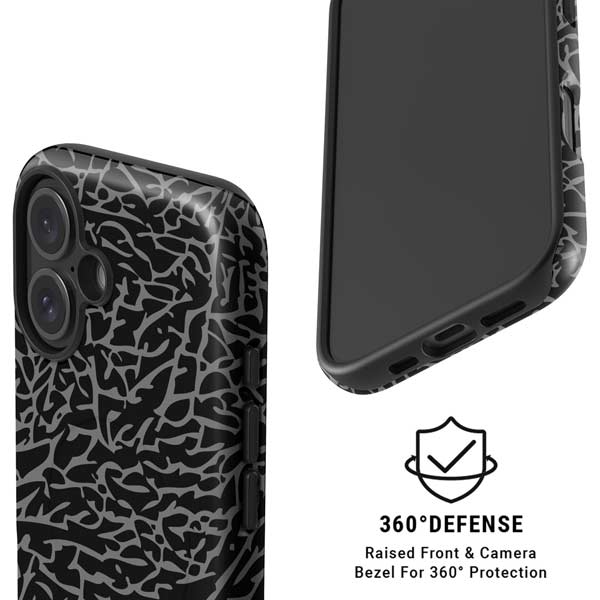 Elephant Print Black iPhone 16 Magsafe Impact Case