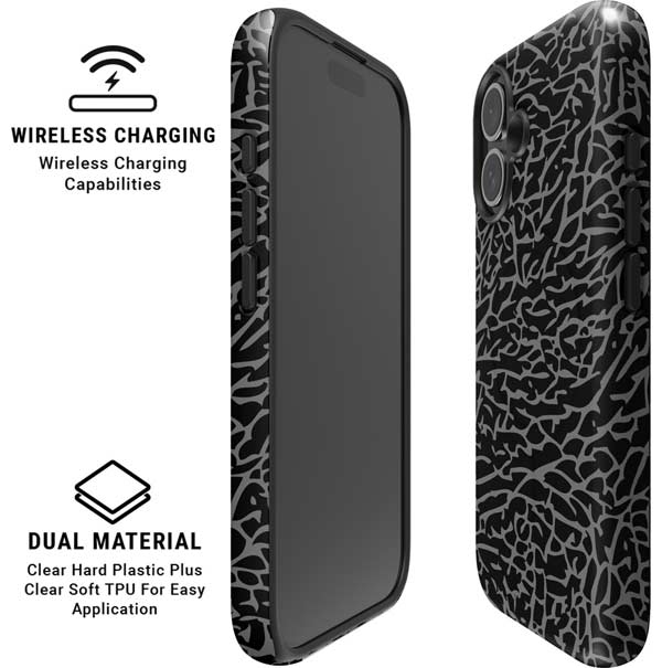Elephant Print Black iPhone 16 Magsafe Impact Case