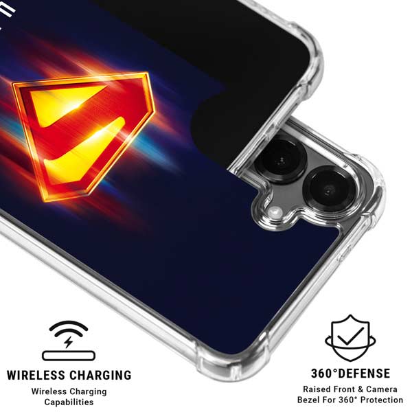 Superman 2025 Energy Shield Neon Emblem Galaxy S26 Clear Case