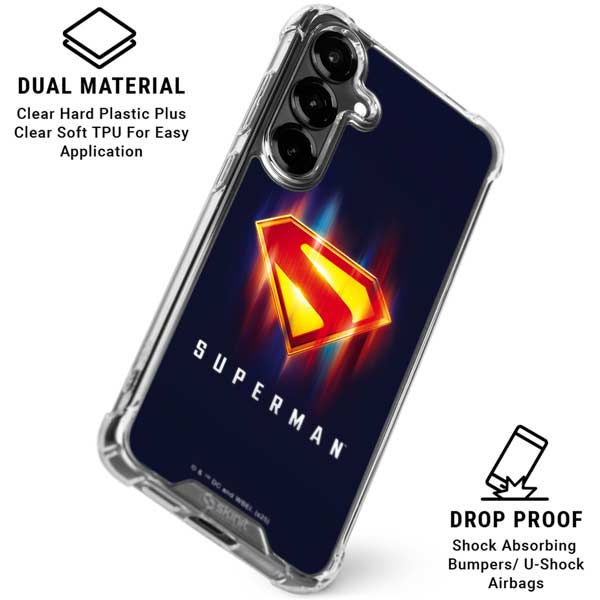 Superman 2025 Energy Shield Neon Emblem Galaxy S26 Clear Case