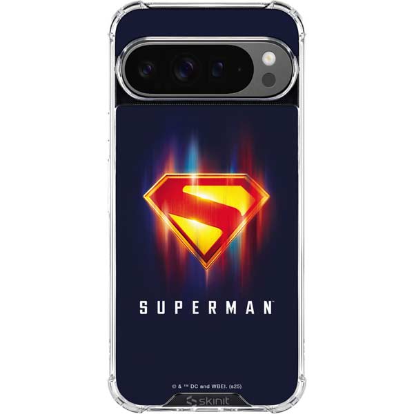 Superman 2025 Energy Shield Neon Emblem Google Pixel 10 Pro Clear Case