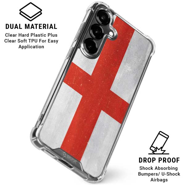 England Flag Distressed Galaxy S26 Clear Case