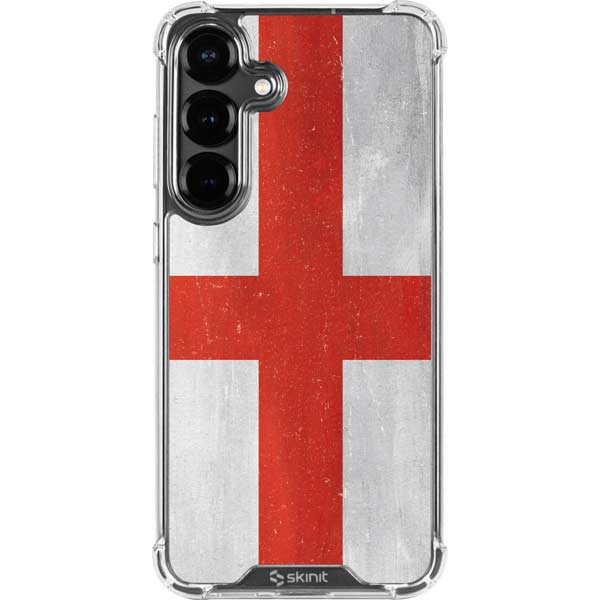England Flag Distressed Galaxy S26 Plus Clear Case