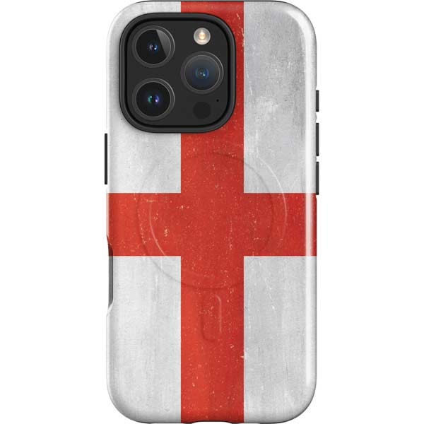 England Flag Distressed iPhone 16 Pro Max Magsafe Impact Case