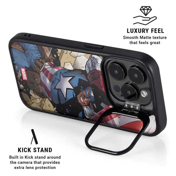 Marvel Captain America Epic Shield Break iPhone 14 Pro Max Kickstand Case