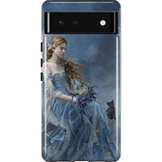 Fairy with Black Cat Sitting on Moon by Nene Thomas Pixel Cases