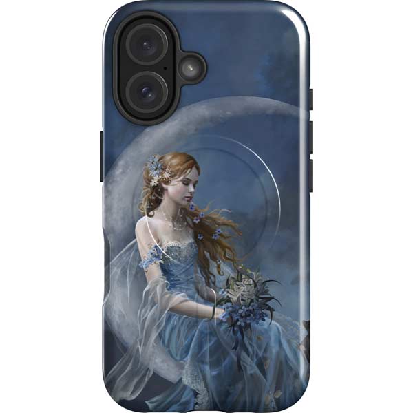 Fairy with Black Cat Sitting on Moon by Nene Thomas iPhone 16 Plus Magsafe Impact Case