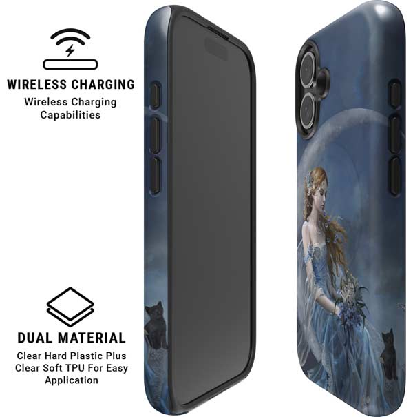Fairy with Black Cat Sitting on Moon by Nene Thomas iPhone 16 Plus Magsafe Impact Case