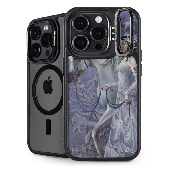 Fairy with Horse in Snow by Nene Thomas iPhone 14 Pro Kickstand Case