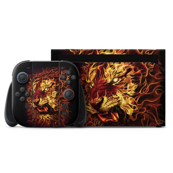 Fire Tiger by Tom Wood Nintendo Switch 2 (2025) with Joy-Con Skin