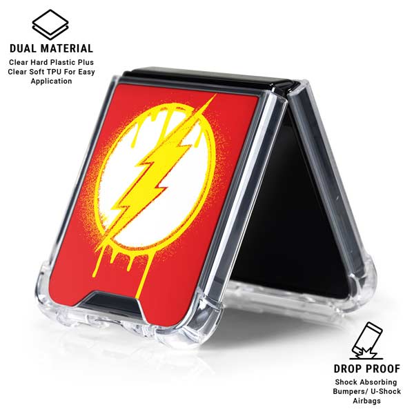 DC Comics The Flash Emblem Drip Galaxy Z Flip7 Clear Case