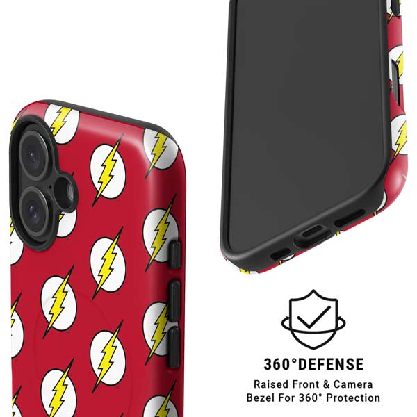 DC Comics The Flash Logo Pattern iPhone 16 Plus Magsafe Impact Case