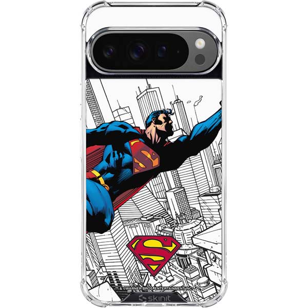 DC Comics Superman Flying Over City Pose Google Pixel 10 Pro XL Clear Case