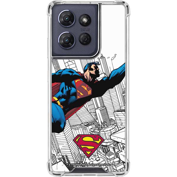 DC Comics Superman Flying Over City Pose Moto G 5G (2025) Clear Case