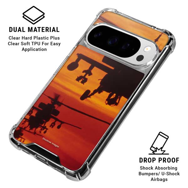 Four AH-64 Apache Helicopters Google Pixel 10 Pro XL Clear Case