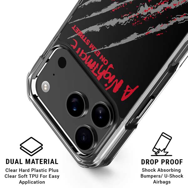 Nightmare on Elm Street Freddy Krueger Slash iPhone 17 Pro Clear Case