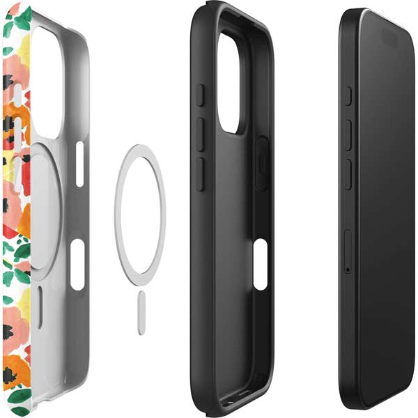 Bouffants and Broken Hearts Geometric Flowers iPhone 16 Pro Max Magsafe Impact Case