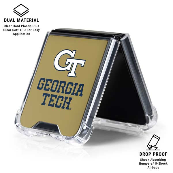 Georgia Institute of Technology Gold LogoType GT Galaxy Z Flip7 Clear Case