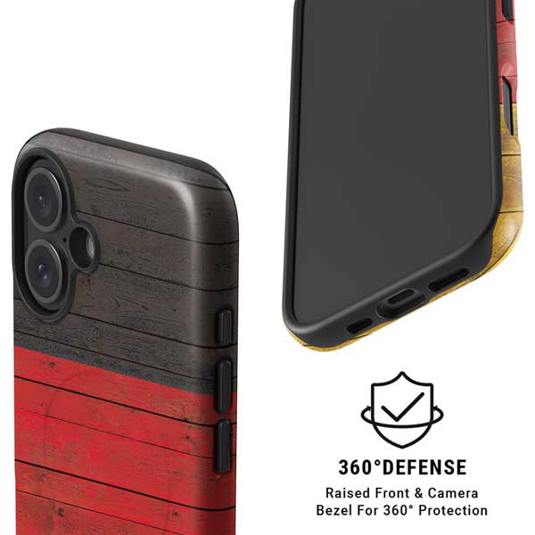 German Flag Dark Wood iPhone 16 Plus Magsafe Impact Case