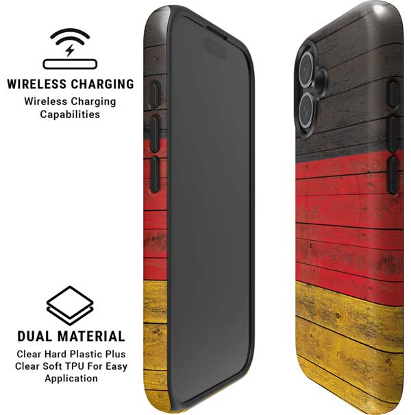 German Flag Dark Wood iPhone 16 Plus Magsafe Impact Case
