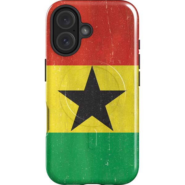 Ghana Flag Distressed iPhone 16 Magsafe Impact Case