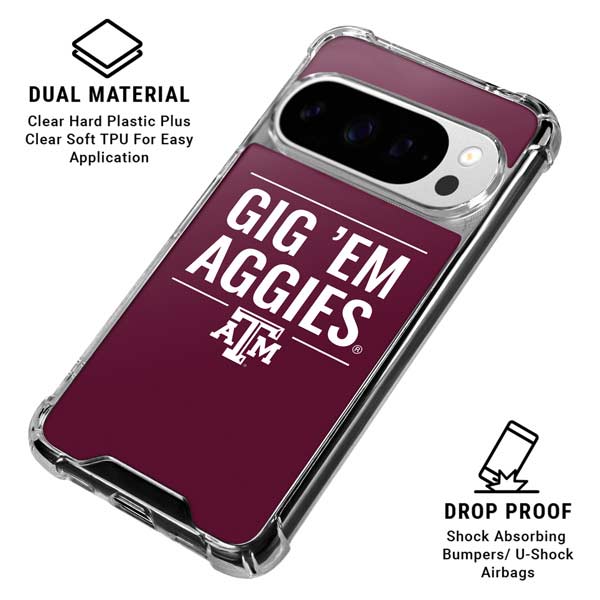 Texas A&M University Gig Em Aggies Google Pixel 10 Pro XL Clear Case
