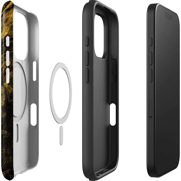 Gold and Black Marble iPhone 16 Pro Max Magsafe Impact Case