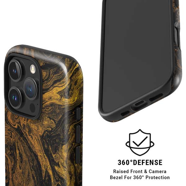 Gold and Black Marble iPhone 16 Pro Max Magsafe Impact Case