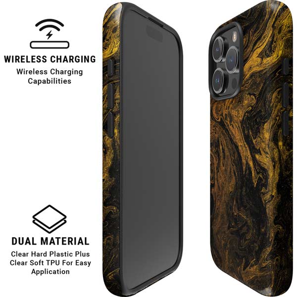 Gold and Black Marble iPhone 16 Pro Max Magsafe Impact Case