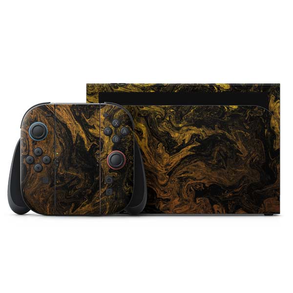 Gold and Black Marble Nintendo Switch 2 (2025) with Joy-Con Skin