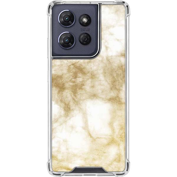 Gold and White Marble Moto G 5G (2025) Clear Case