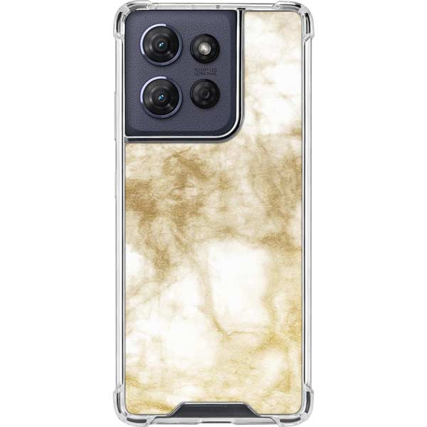 Gold and White Marble Moto G Power 5G (2025) Clear Case