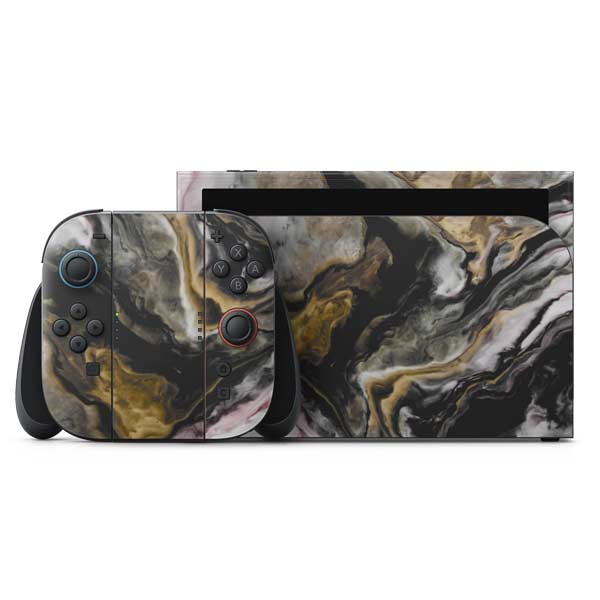 Gold Blush Marble Ink Nintendo Switch 2 (2025) with Joy-Con Skin