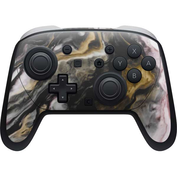 Gold Blush Marble Ink Nintendo Switch 2 (2025) Pro Controller Skin