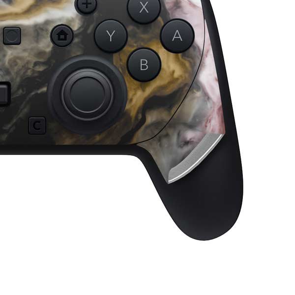 Gold Blush Marble Ink Nintendo Switch 2 (2025) Pro Controller Skin