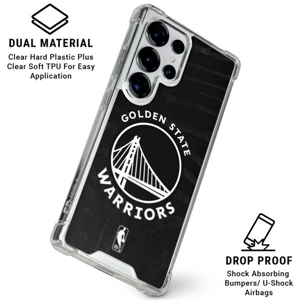 NBA Golden State Warriors Black Animal Print Galaxy S25 Ultra Clear Case