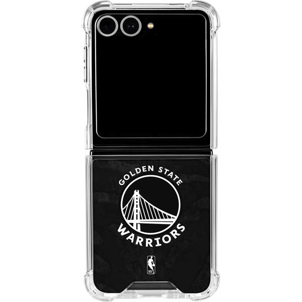 NBA Golden State Warriors Black Animal Print Galaxy Z Flip7 Clear Case