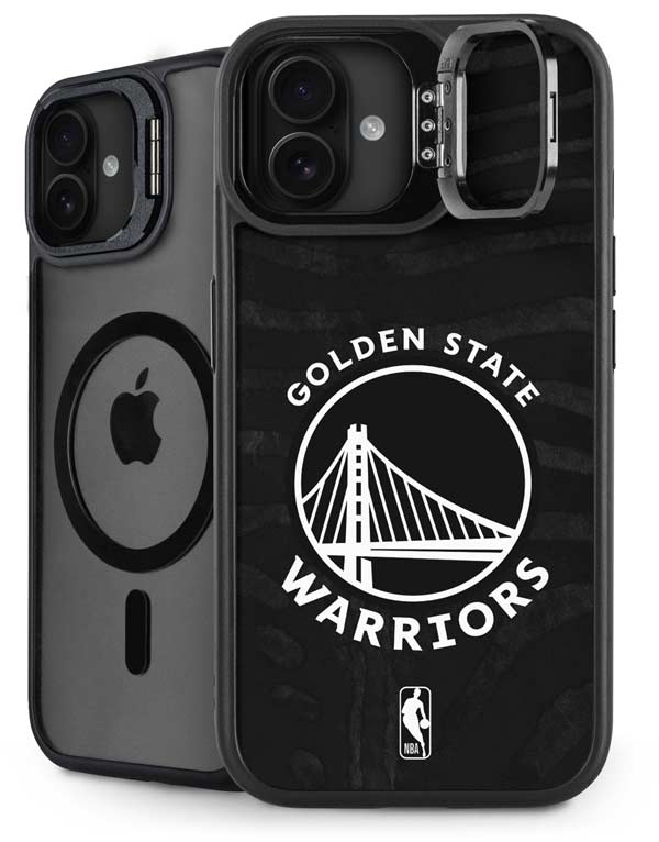 NBA Golden State Warriors Black Animal Print iPhone 16 Kickstand Case
