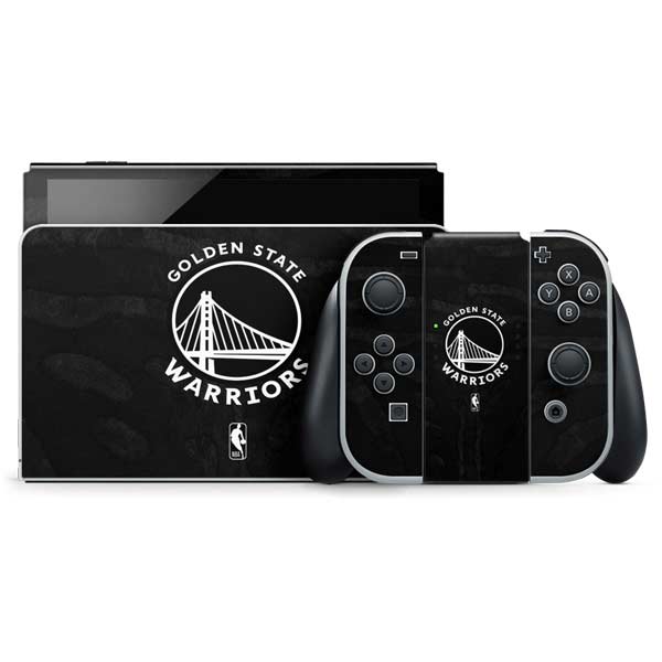 NBA Golden State Warriors Black Animal Print Nintendo Switch OLED (2021) Skin