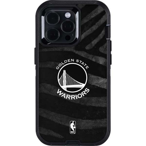 NBA Golden State Warriors Black Animal Print Otterbox Defender iPhone Skin