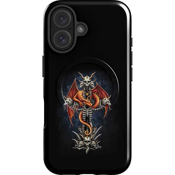 Gothic Dragon & Skull Cross by Sarah Richter iPhone 16 Magsafe Impact Case
