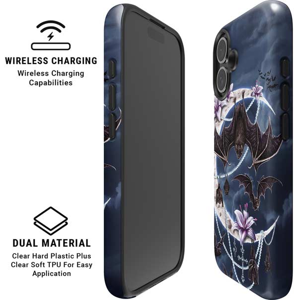 Gothic Moon with Bats and Flowers by Sarah Richter iPhone 16 Magsafe Impact Case