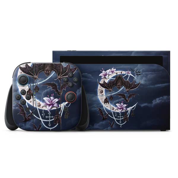 Gothic Moon with Bats and Flowers by Sarah Richter Nintendo Switch 2 (2025) with Joy-Con Skin