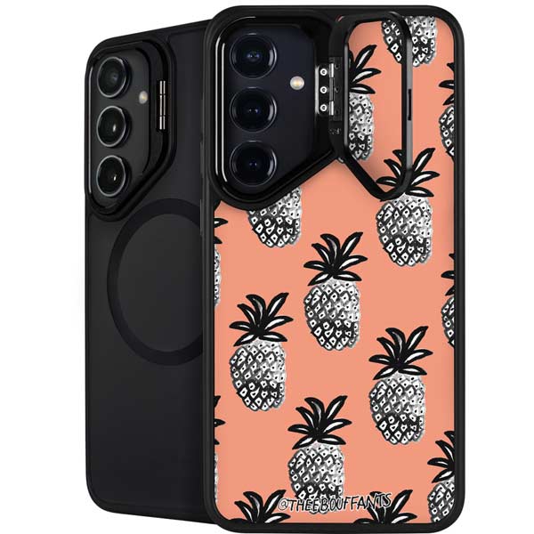 Bouffants and Broken Hearts Gray Scale Pineapple Galaxy S26 Plus Kickstand Case