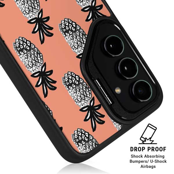 Bouffants and Broken Hearts Gray Scale Pineapple Galaxy S26 Plus Kickstand Case