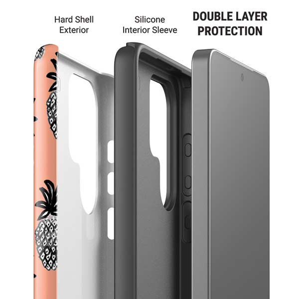 Bouffants and Broken Hearts Gray Scale Pineapple Galaxy S26 Ultra Impact Case